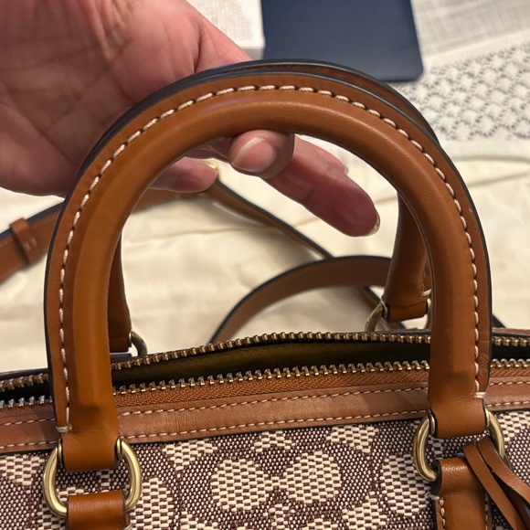 Coach Tan and Cream Signature Satchel - Picture 10 of 15
